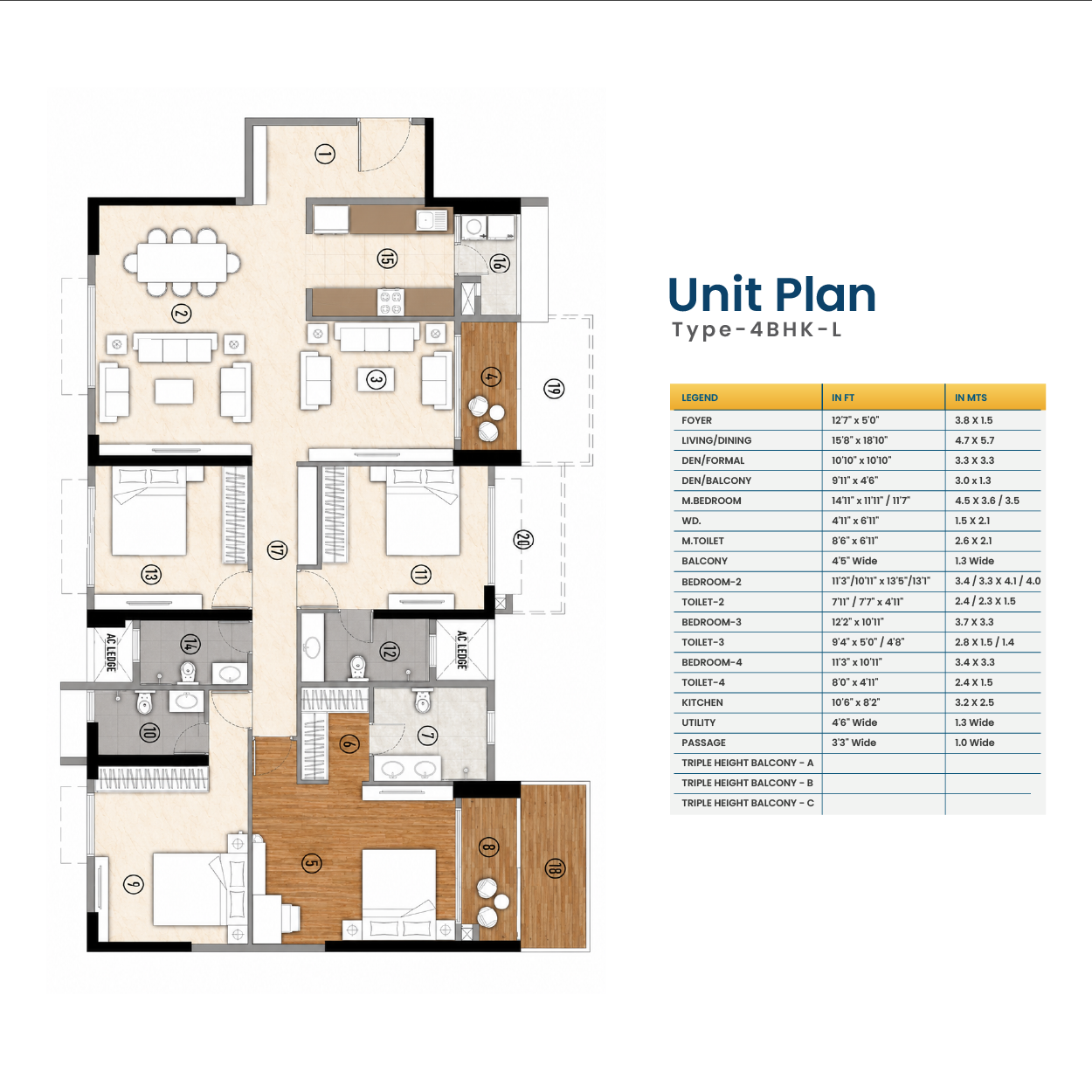 4 BHK Floor Plan